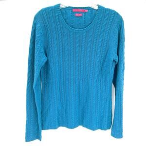Peter Millar Teal Cable-Knit Crewneck Cashmere Sweater